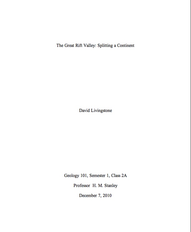 Samples of title pages for research papers